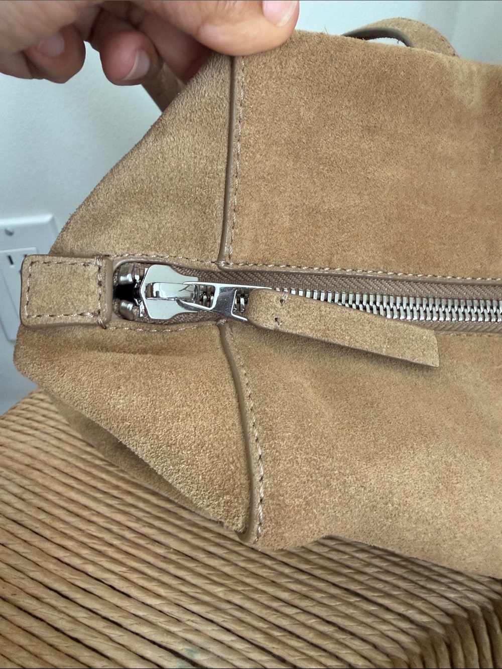 Massimo Dutti Suede Tote Bag in Tan - Picture 2 of 7